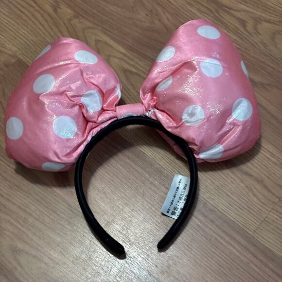 Disney | Accessories | Disney Parks Big Bow Headband Pink White Polka ...